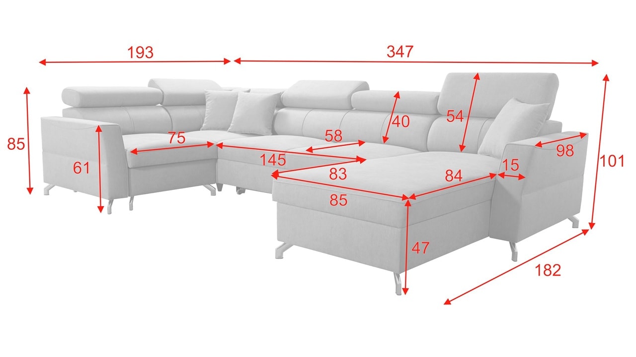 Sedacia súprava VENTO V Rozmery