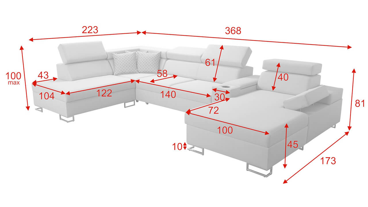 Sedacia súprava SOLVADO V Rozmery