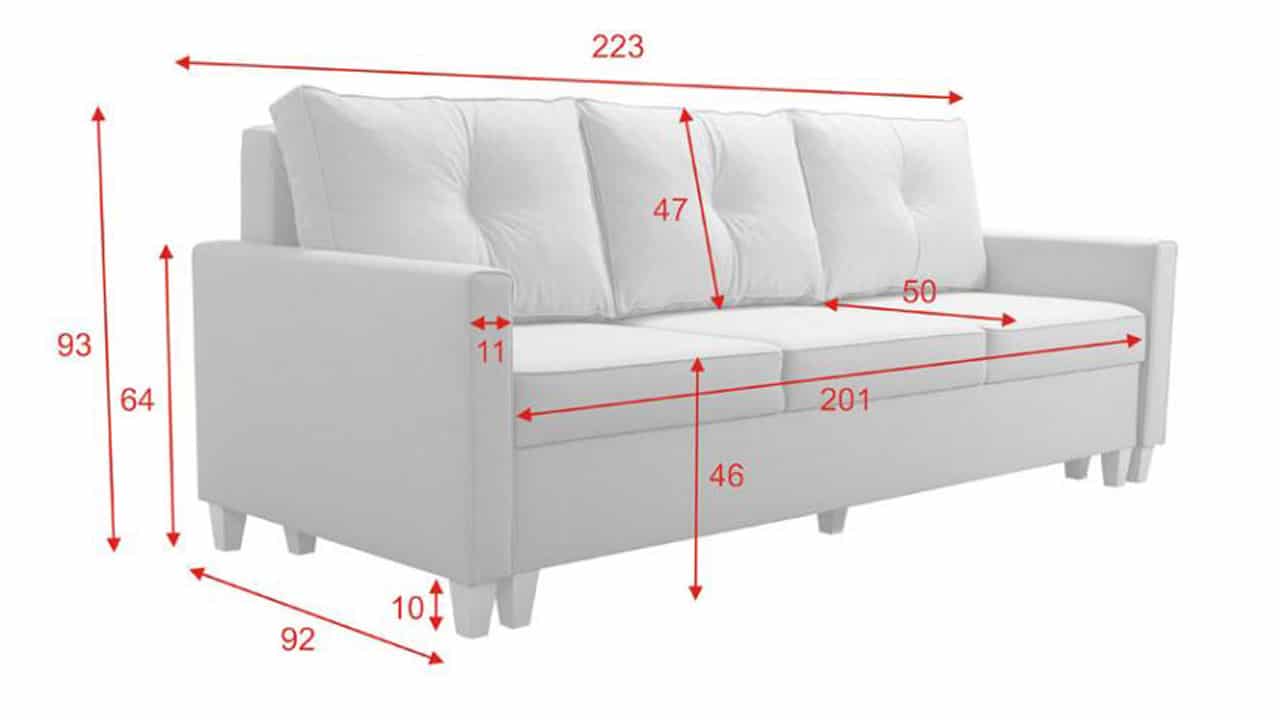 Sedacia súprava BAGI rozmery