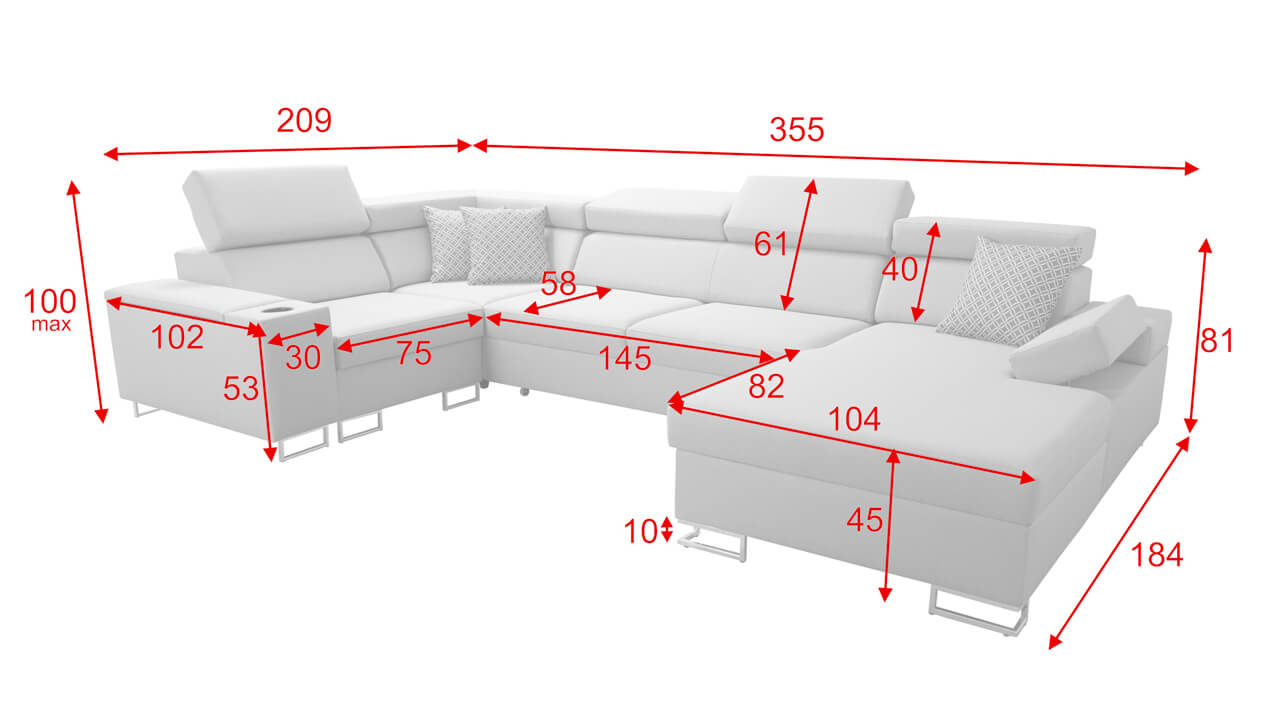 Sedacia súprava SOLVADO IV MAXI rozmery