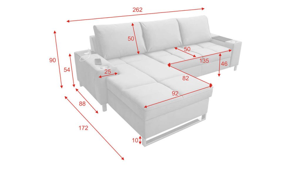 Rohová sedačka HERMOS I Rozmery