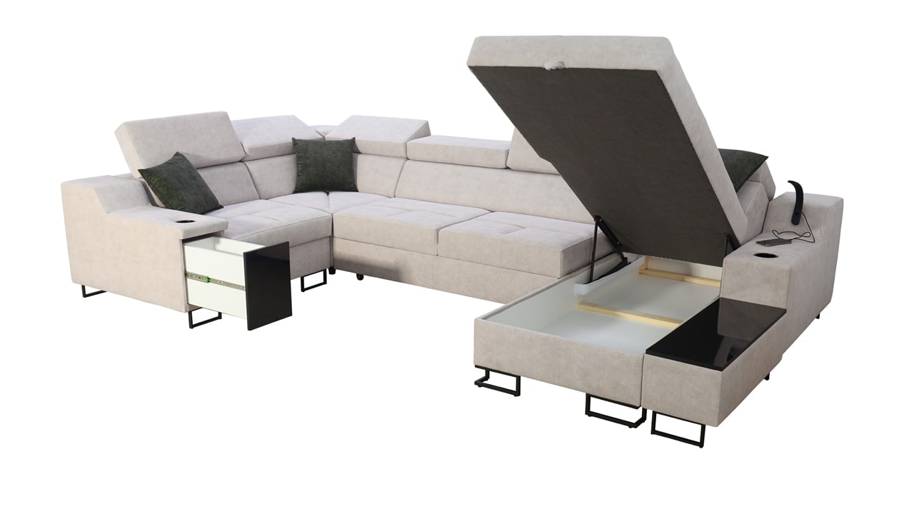 Sedačka v tvare U Alicanto IV maxi úložný priestor