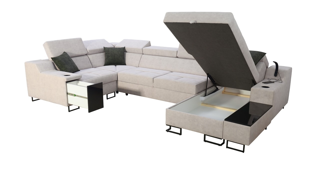 Sedačka v tvare U Alicanto IV mini úložný priestor