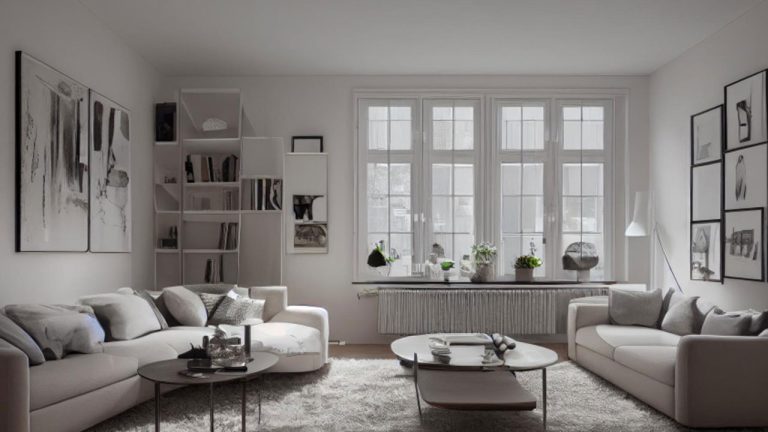 cierno biela kombinacia v obyvacej izbe